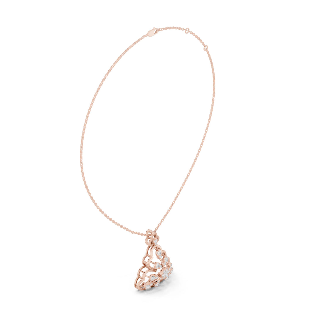 Trefoil Pear Cluster Openwork Moissanite Pendant in rose 925 sterling silver, view 1