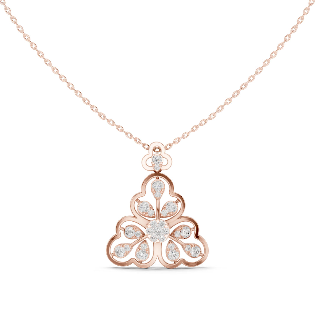 Trefoil Pear Cluster Openwork Moissanite Pendant in rose 925 sterling silver, view 4