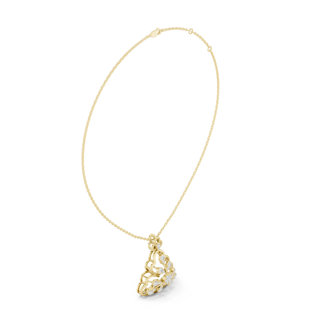 Trefoil Pear Cluster Openwork Moissanite Pendant in yellow 925 sterling silver, view 1