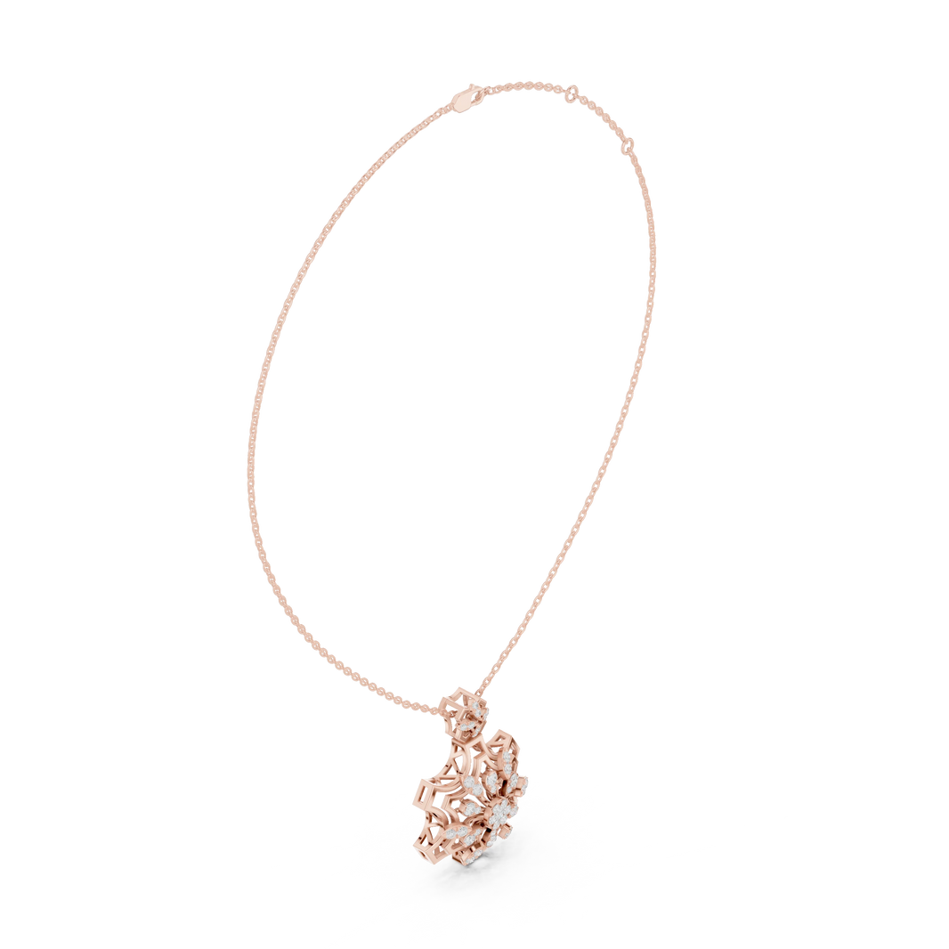 Snowflake Star Cluster Moissanite Pendant in rose 925 sterling silver, view 1
