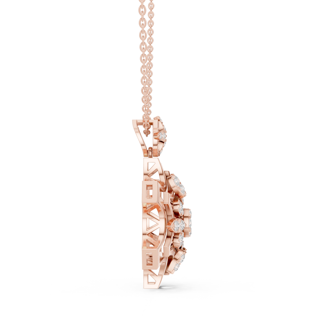 Snowflake Star Cluster Moissanite Pendant in rose 925 sterling silver, view 3