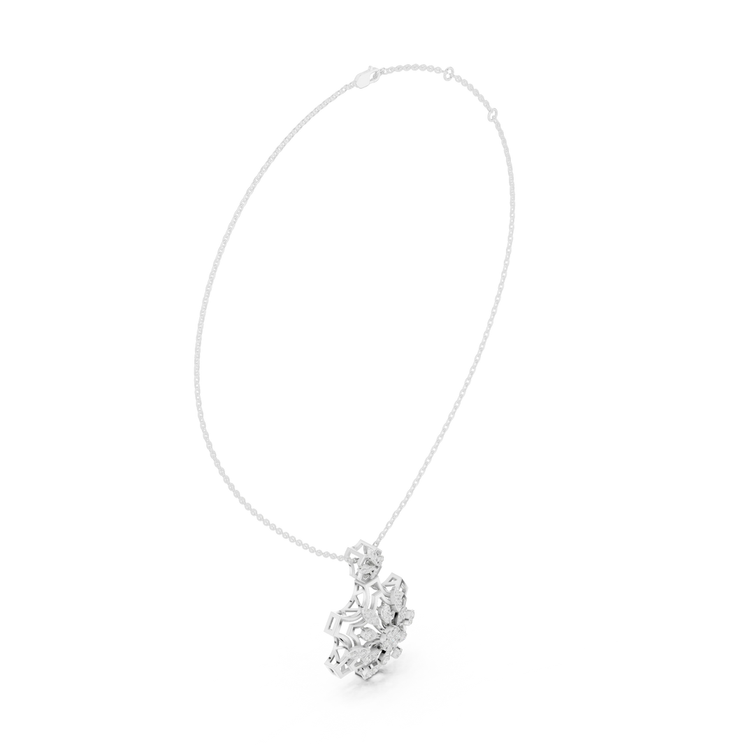 Snowflake Star Cluster Moissanite Pendant in white 925 sterling silver, view 1