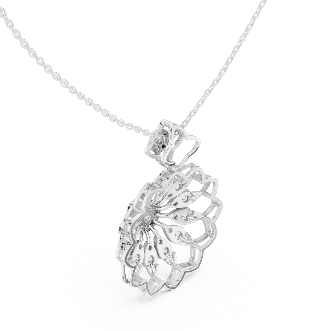 Lotus Flower Openwork Moissanite Pendant in white 925 sterling silver, view 2