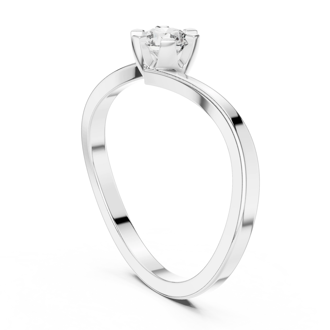 Round Moissanite Bypass Solitaire Engagement Ring in white 925 sterling silver, view 1