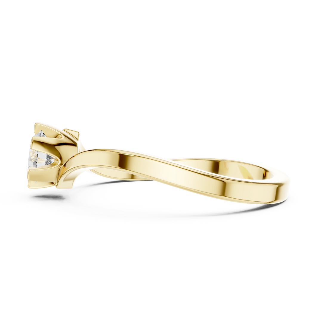 Round Moissanite Bypass Solitaire Engagement Ring in yellow 925 sterling silver, view 3