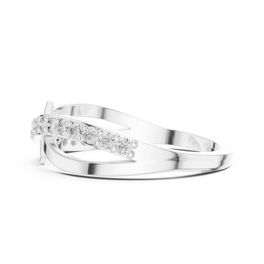 Crossover Pavé Bar Moissanite Ring in white 925 sterling silver, view 3