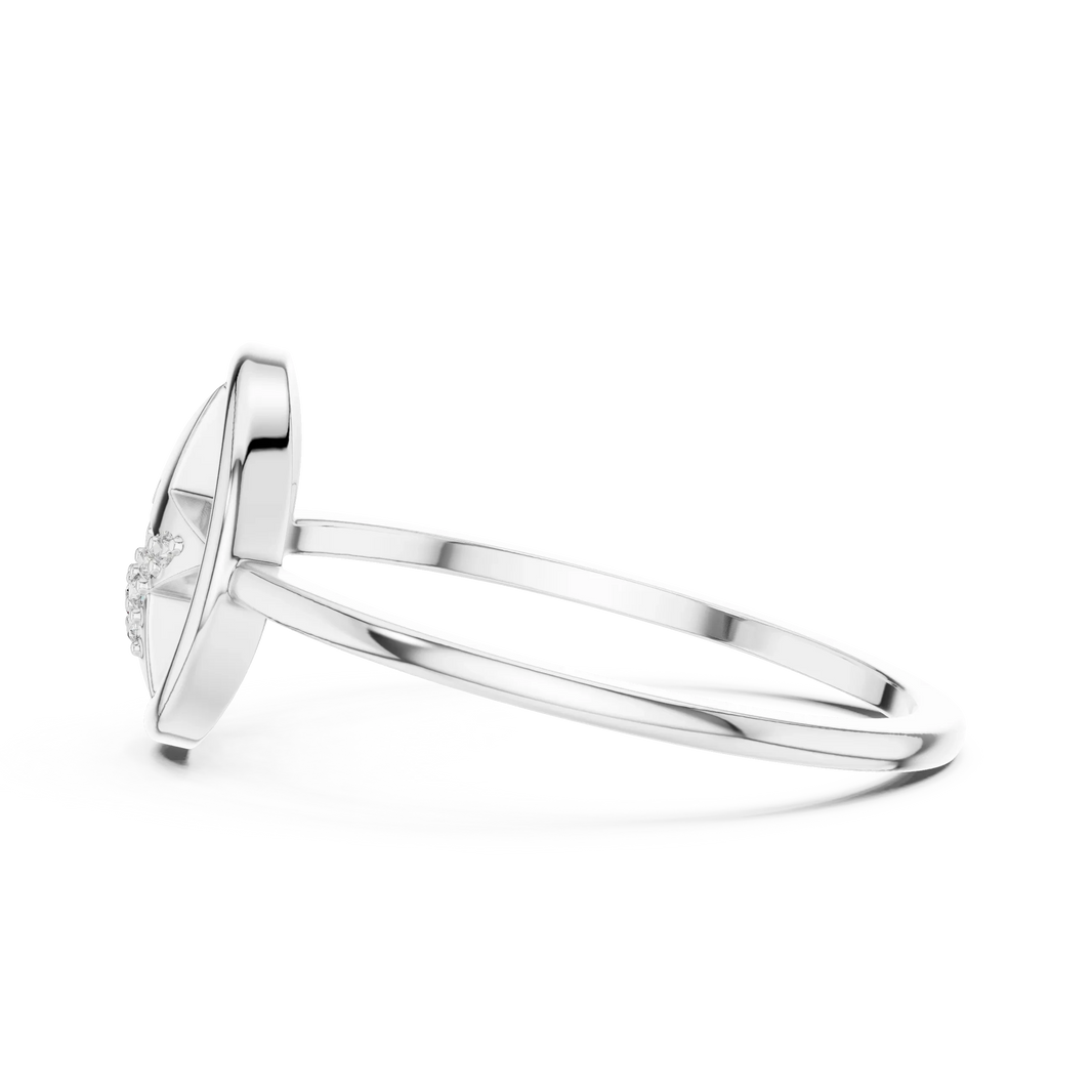 Open Circle Star Pavé Accent Moissanite Ring in white 925 sterling silver, view 3