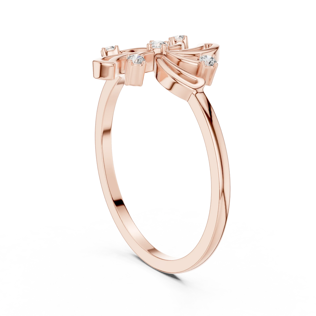 Pinwheel Firework Five Stone Moissanite Ring in rose 925 sterling silver, view 1