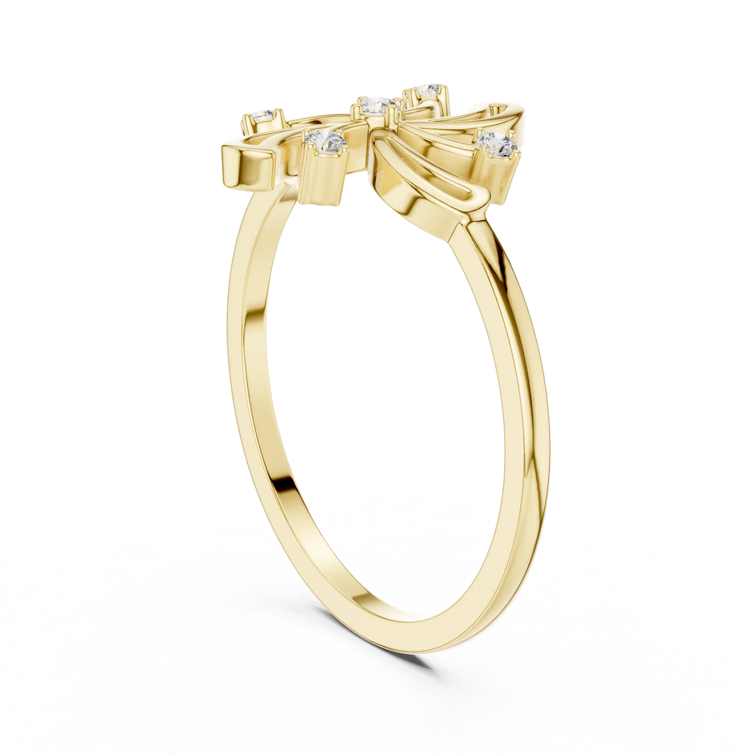 Pinwheel Firework Five Stone Moissanite Ring in yellow 925 sterling silver, view 1