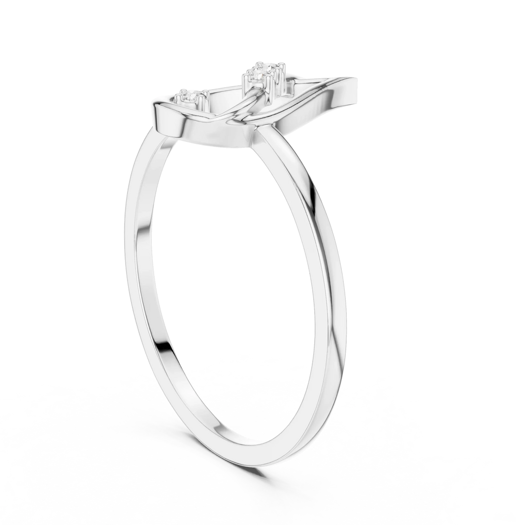 Open Flame Teardrop Three Stone Moissanite Ring in white 925 sterling silver, view 1