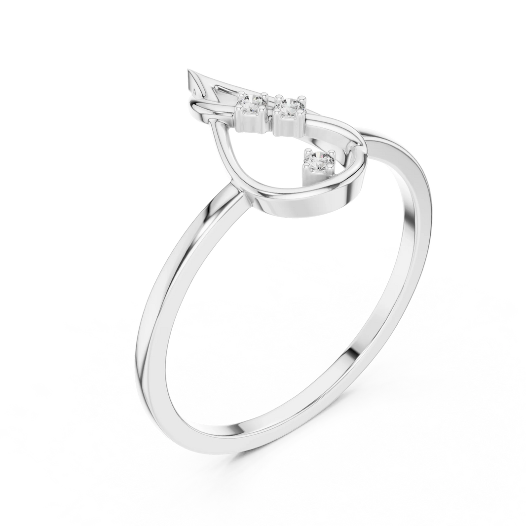 Open Flame Teardrop Three Stone Moissanite Ring in white 925 sterling silver, view 2