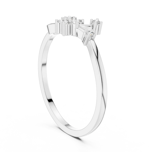 Love Knot Loop Flower Cluster Moissanite Ring in white 925 sterling silver, view 1