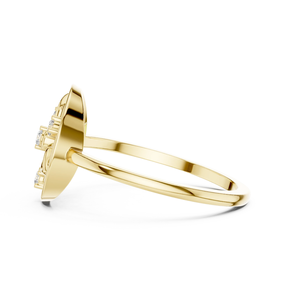 Open Circle Paisley Four Stone Moissanite Ring in yellow 925 sterling silver, view 3