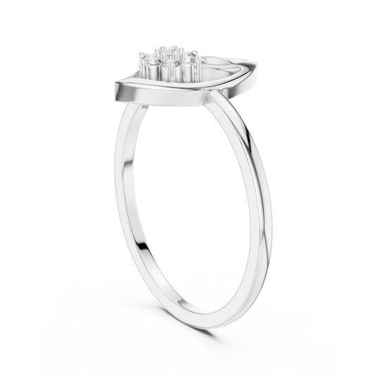 Open Marquise Swirl Flower Cluster Moissanite Ring in white 925 sterling silver, view 1