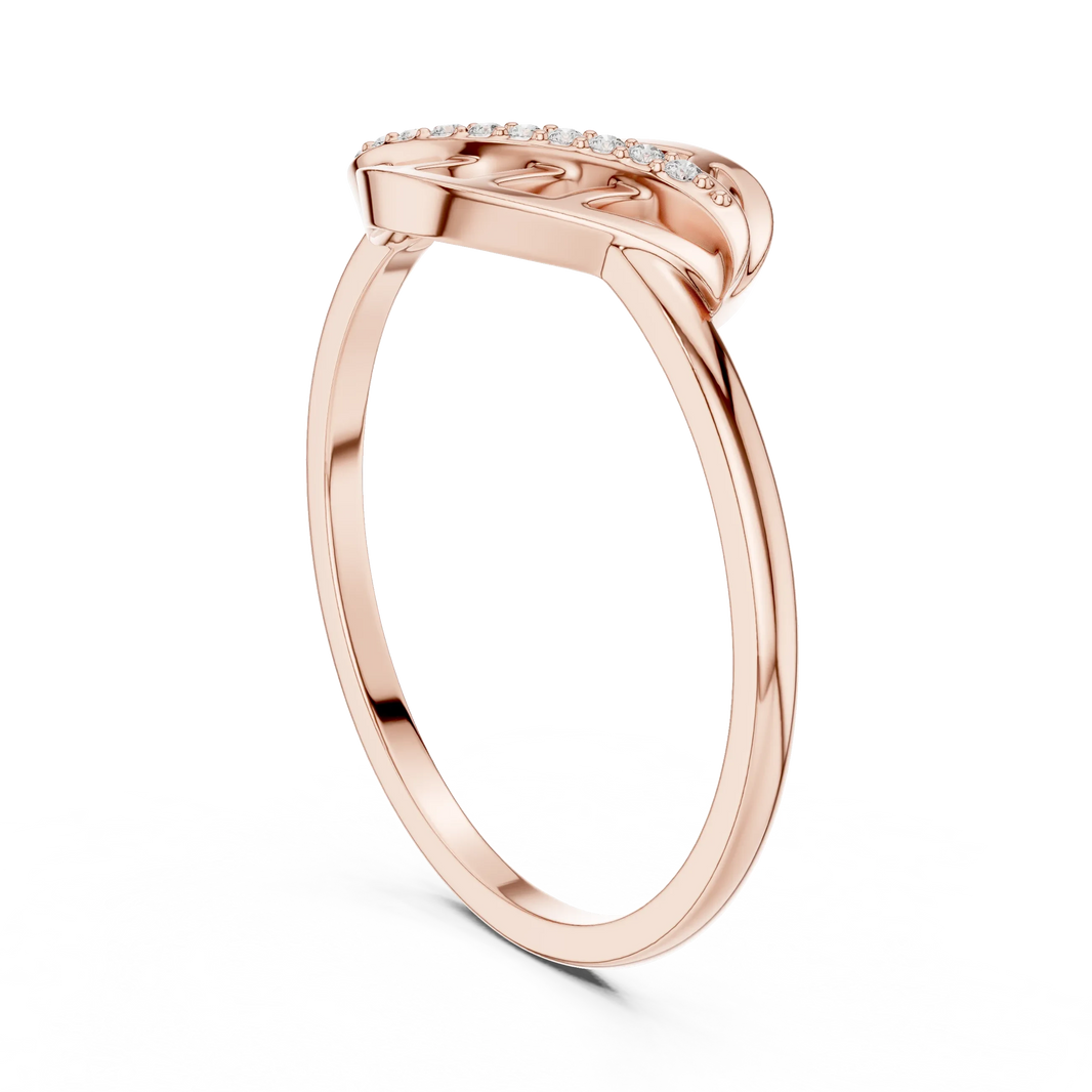 Curled Openwork Leaf Pavé Vein Moissanite Ring in rose 925 sterling silver, view 1