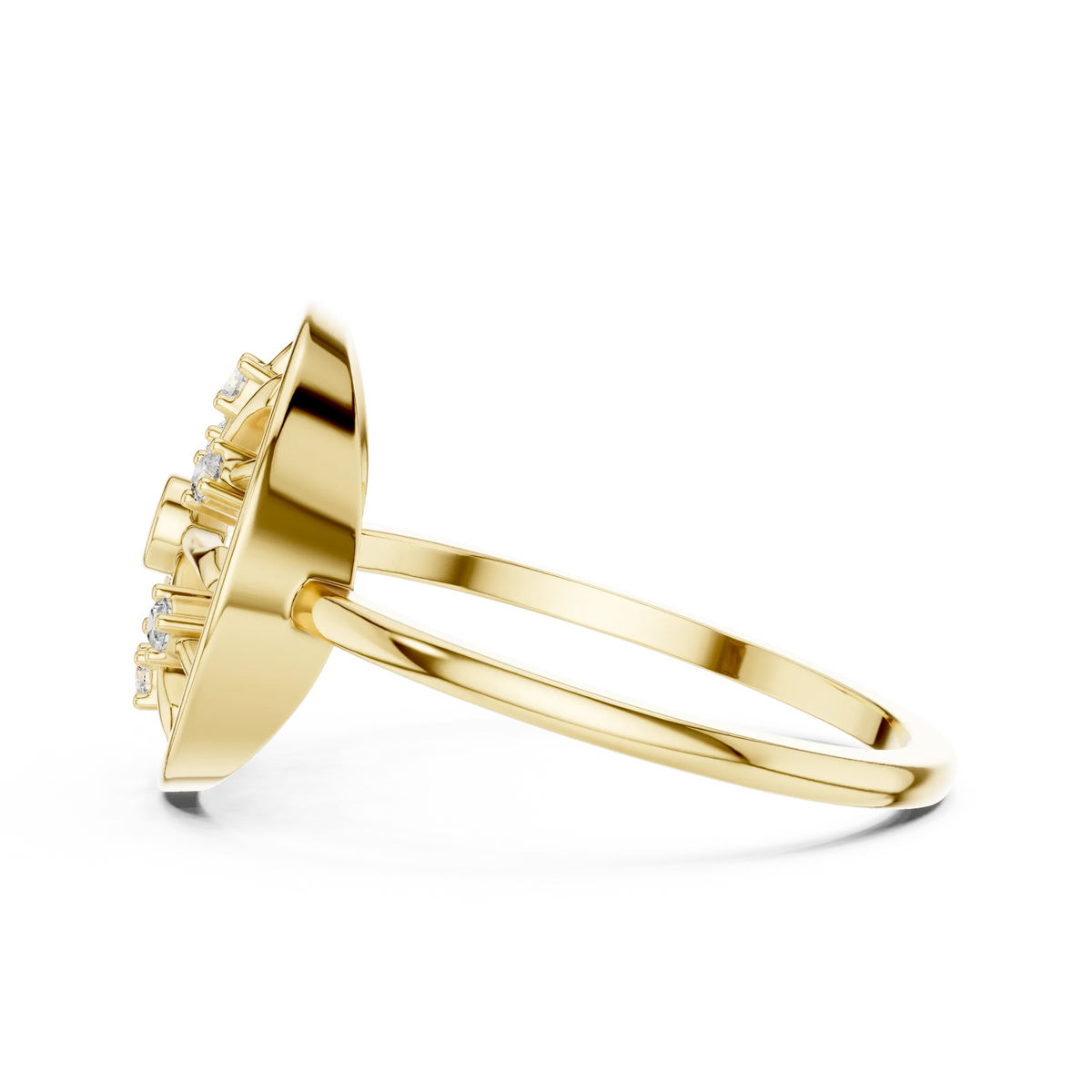 Open Wheel Spoke Bezel Centre Moissanite Ring in yellow 925 sterling silver, view 3