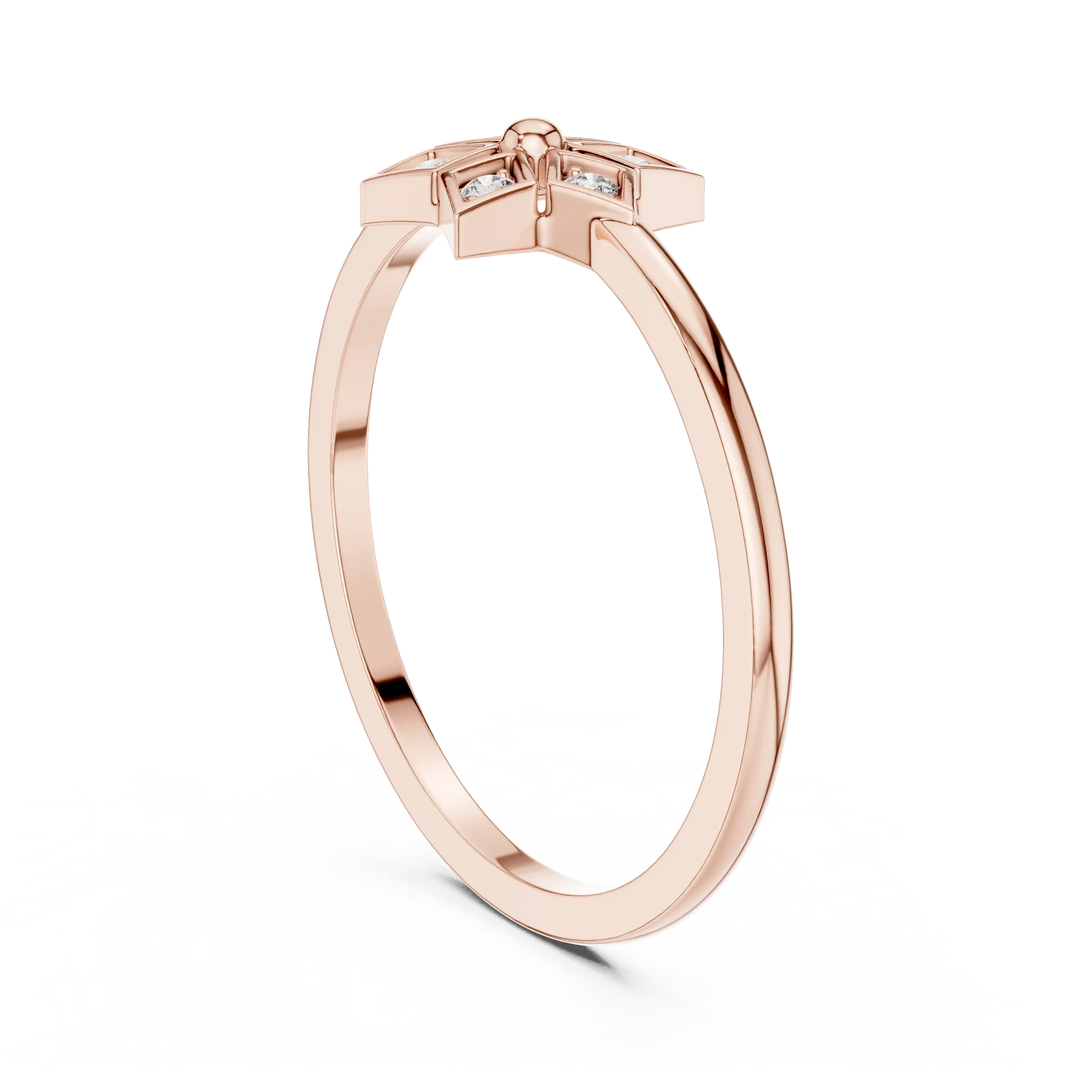 Petite Six Point Star Moissanite Ring in rose 925 sterling silver, view 1