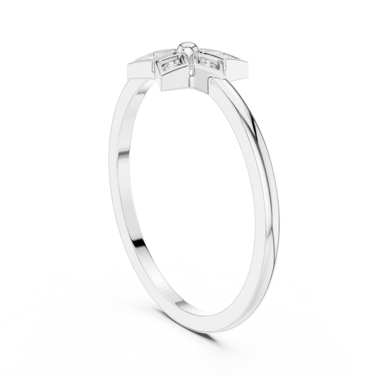 Petite Six Point Star Moissanite Ring in white 925 sterling silver, view 1