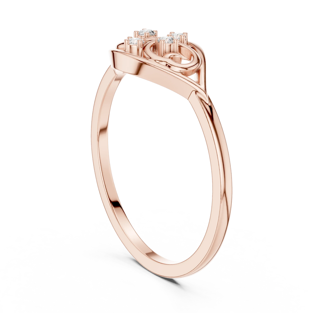 Open Eye Scroll Four Stone Moissanite Ring in rose 925 sterling silver, view 1