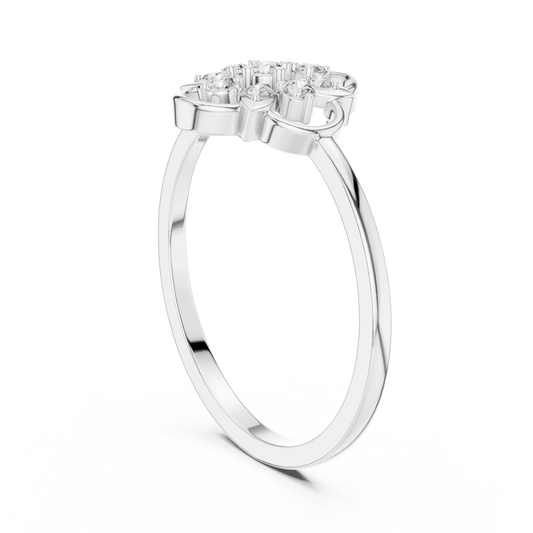 Wire Loop Quatrefoil Petal Flower Moissanite Ring in white 925 sterling silver, view 1