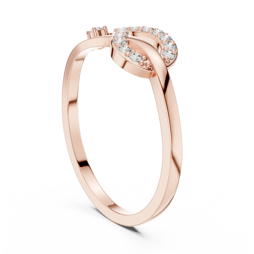 Pavé Love Knot Loop Single Accent Moissanite Ring in rose 925 sterling silver, view 1