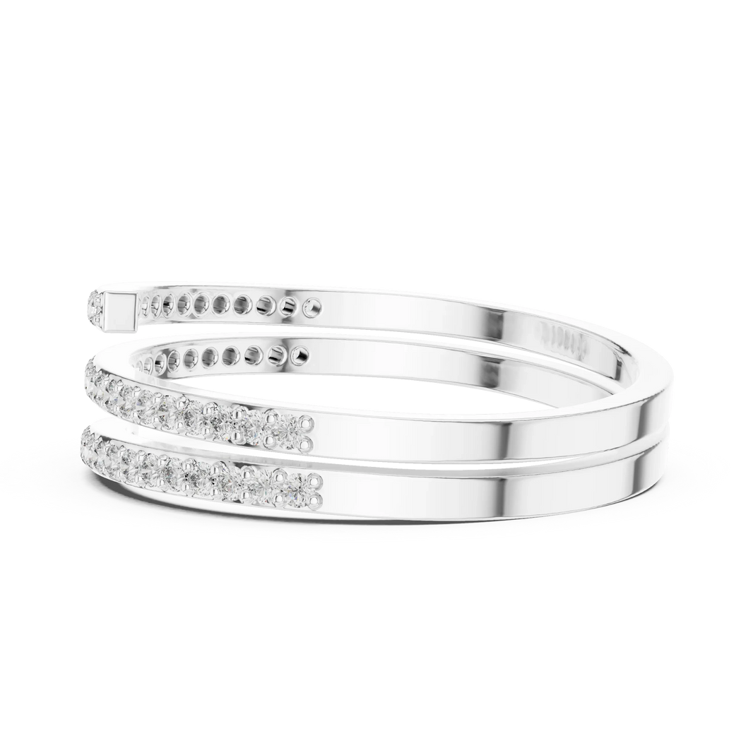 Triple Row Pavé Open Wrap Moissanite Ring in white 925 sterling silver, view 3