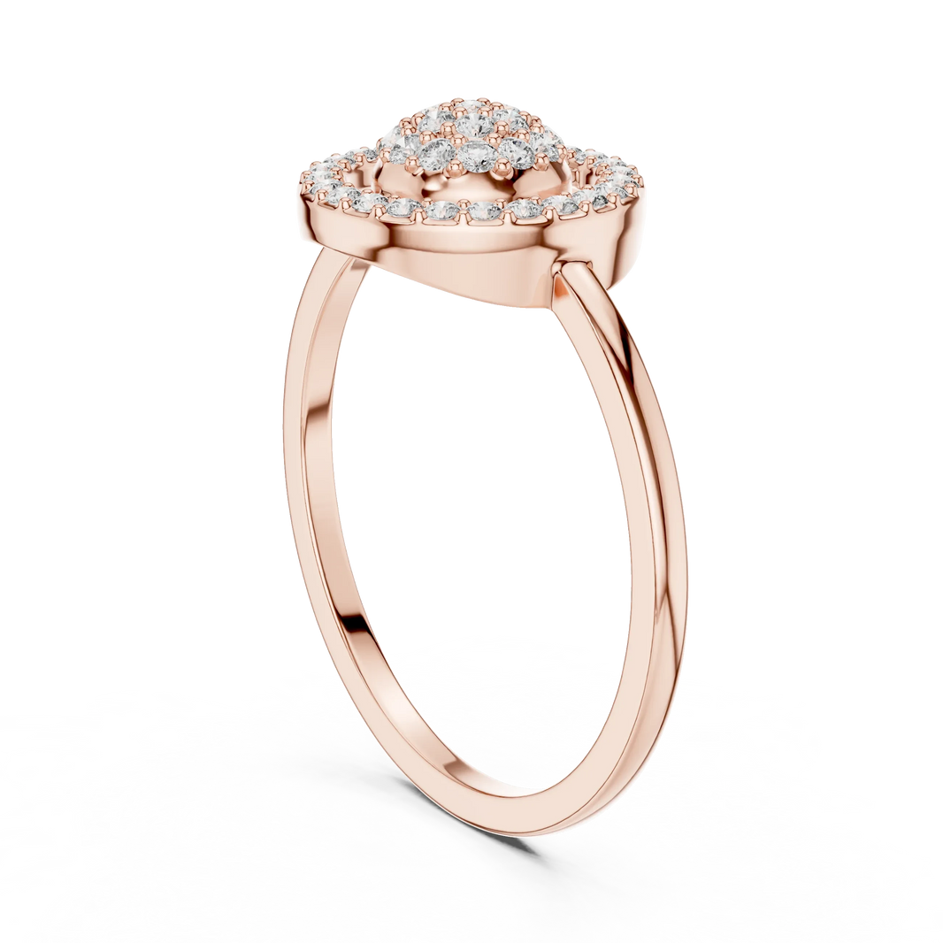 Floating Circle Halo Domed Pavé Cluster Moissanite Ring in rose 925 sterling silver, view 1