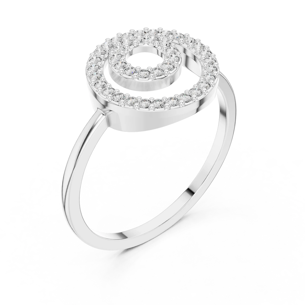 Double Open Circle Pavé Moissanite Ring in white 925 sterling silver, view 2