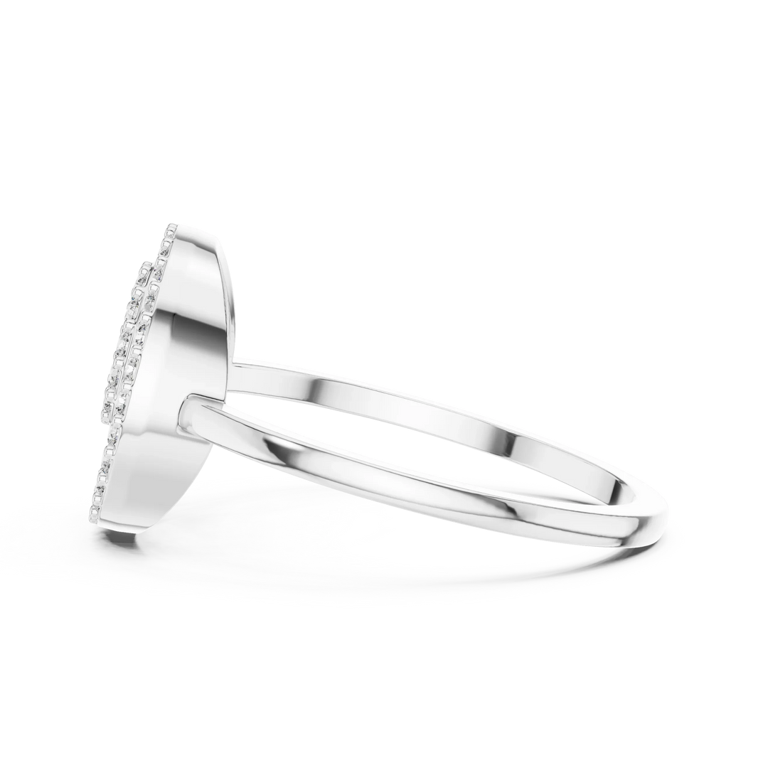 Double Open Circle Pavé Moissanite Ring in white 925 sterling silver, view 3