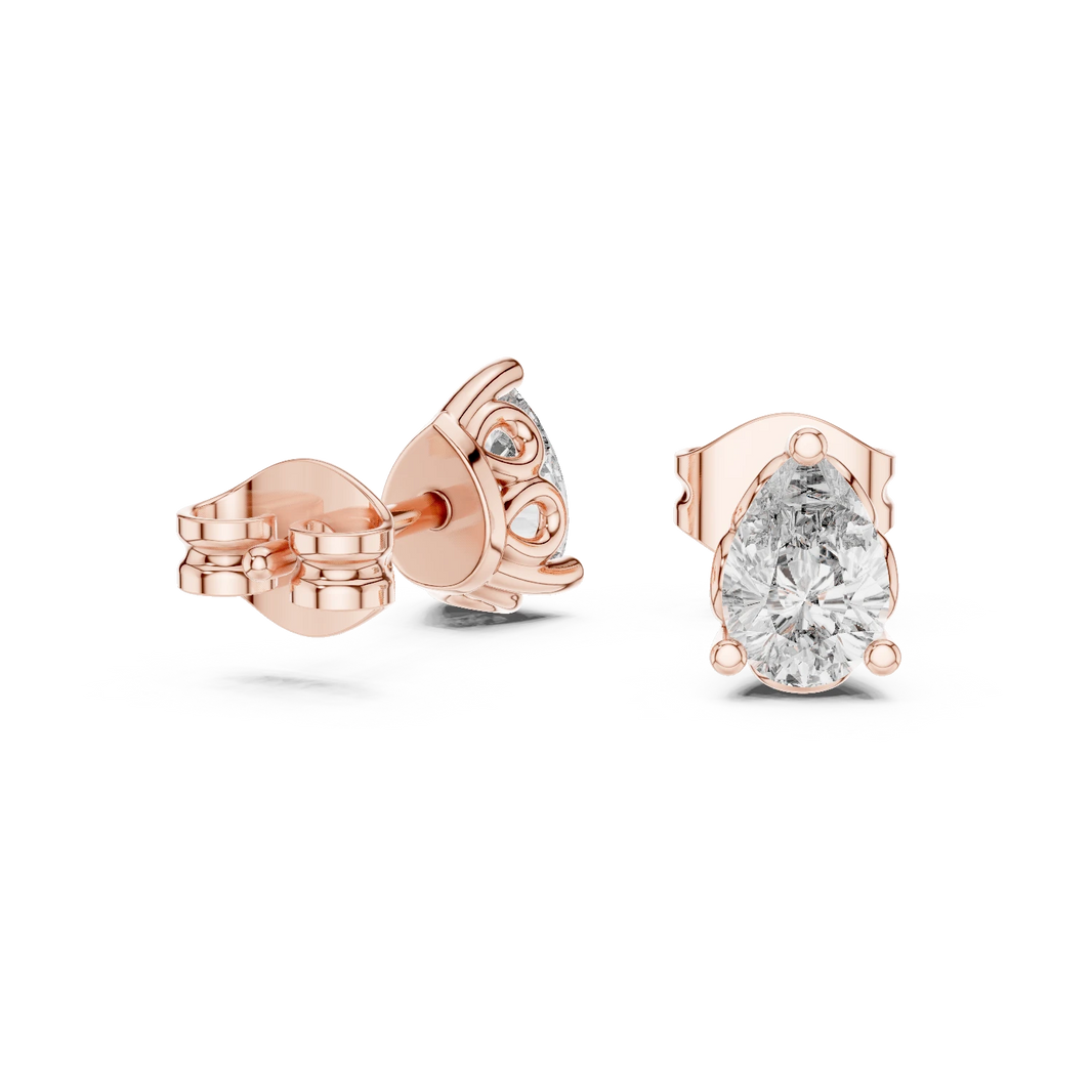 Pear Moissanite Filigree Basket Stud Earrings in rose 925 sterling silver, view 1