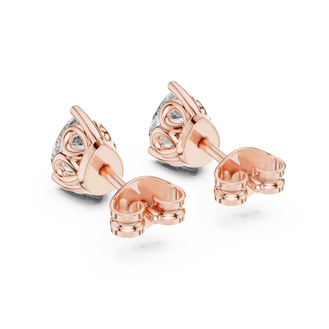 Pear Moissanite Filigree Basket Stud Earrings in rose 925 sterling silver, view 3