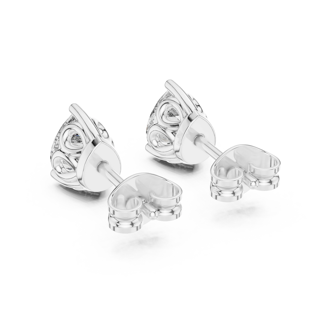 Pear Moissanite Filigree Basket Stud Earrings in white 925 sterling silver, view 3