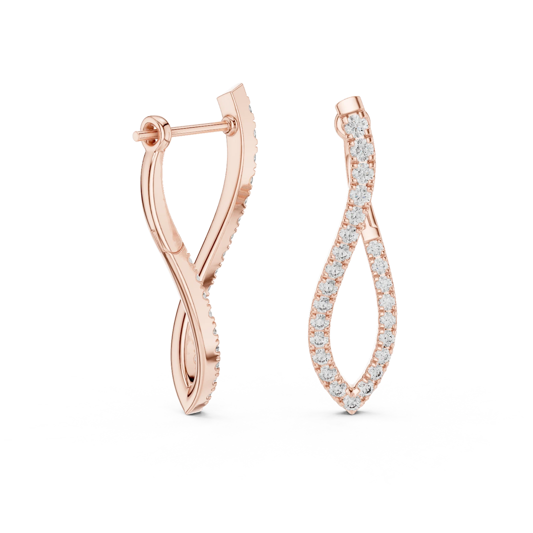 Twisted Pavé Moissanite Hoop Earrings in rose 925 sterling silver, view 1