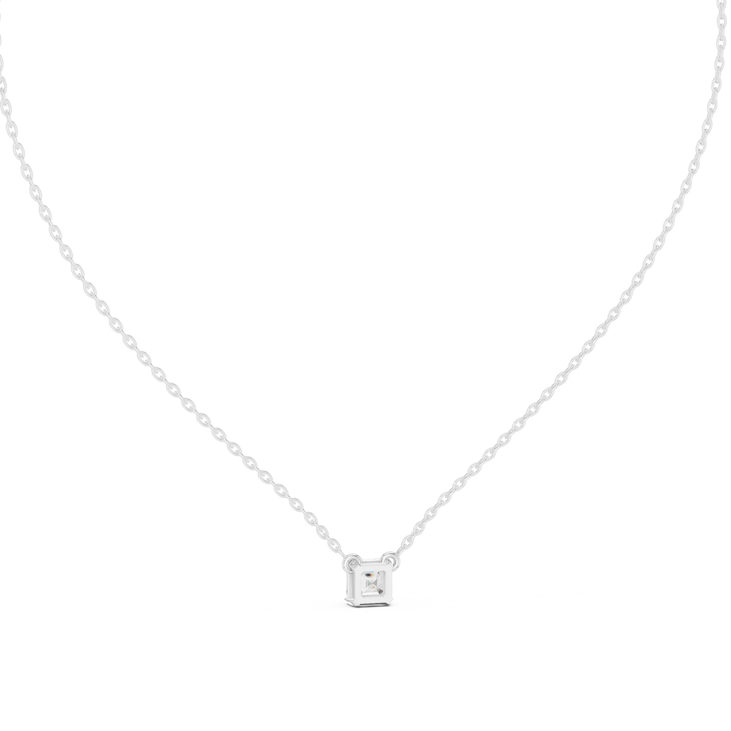 Asscher Cut Moissanite Solitaire Pendant in white 925 sterling silver, view 4