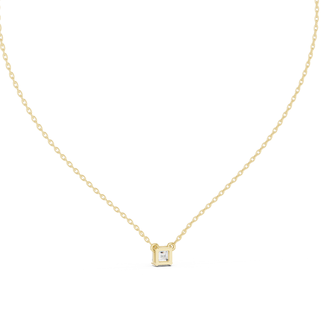 Asscher Cut Moissanite Solitaire Pendant in yellow 925 sterling silver, view 4