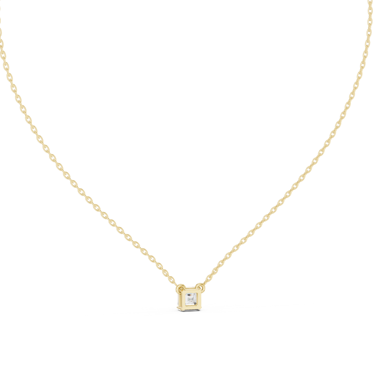 Asscher Cut Moissanite Solitaire Pendant in yellow 925 sterling silver, view 4