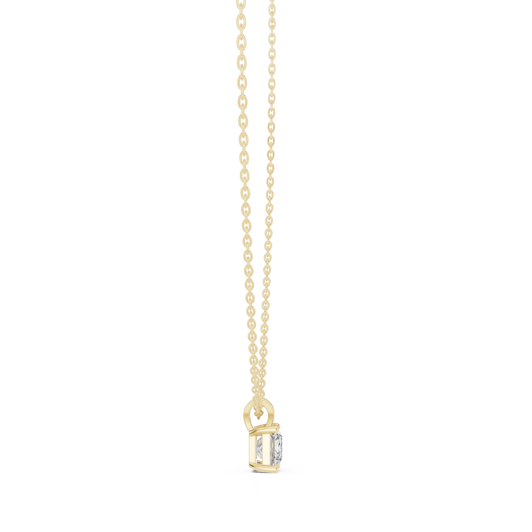 Princess Cut Moissanite Solitaire Pendant with V Bail in yellow 925 sterling silver, view 3