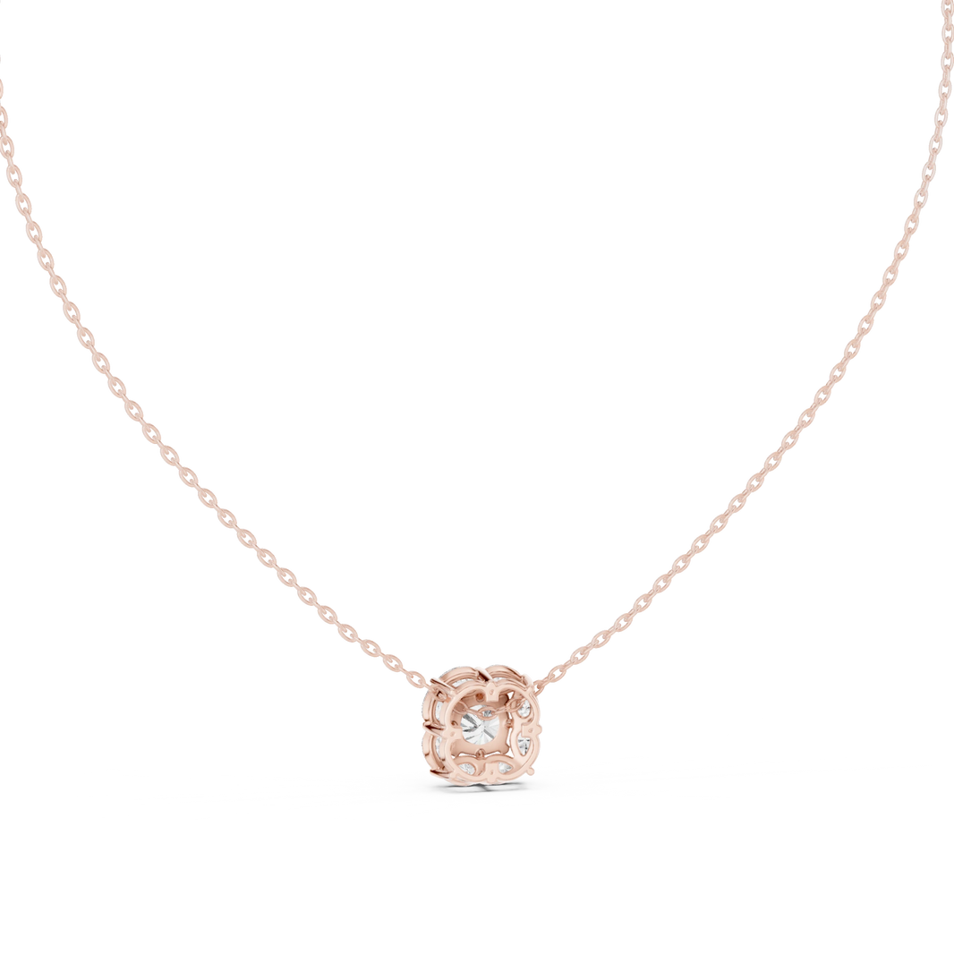Cushion and Pear Cluster Moissanite Pendant in rose 925 sterling silver, view 4