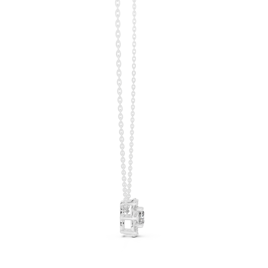 Cushion and Pear Cluster Moissanite Pendant in white 925 sterling silver, view 3