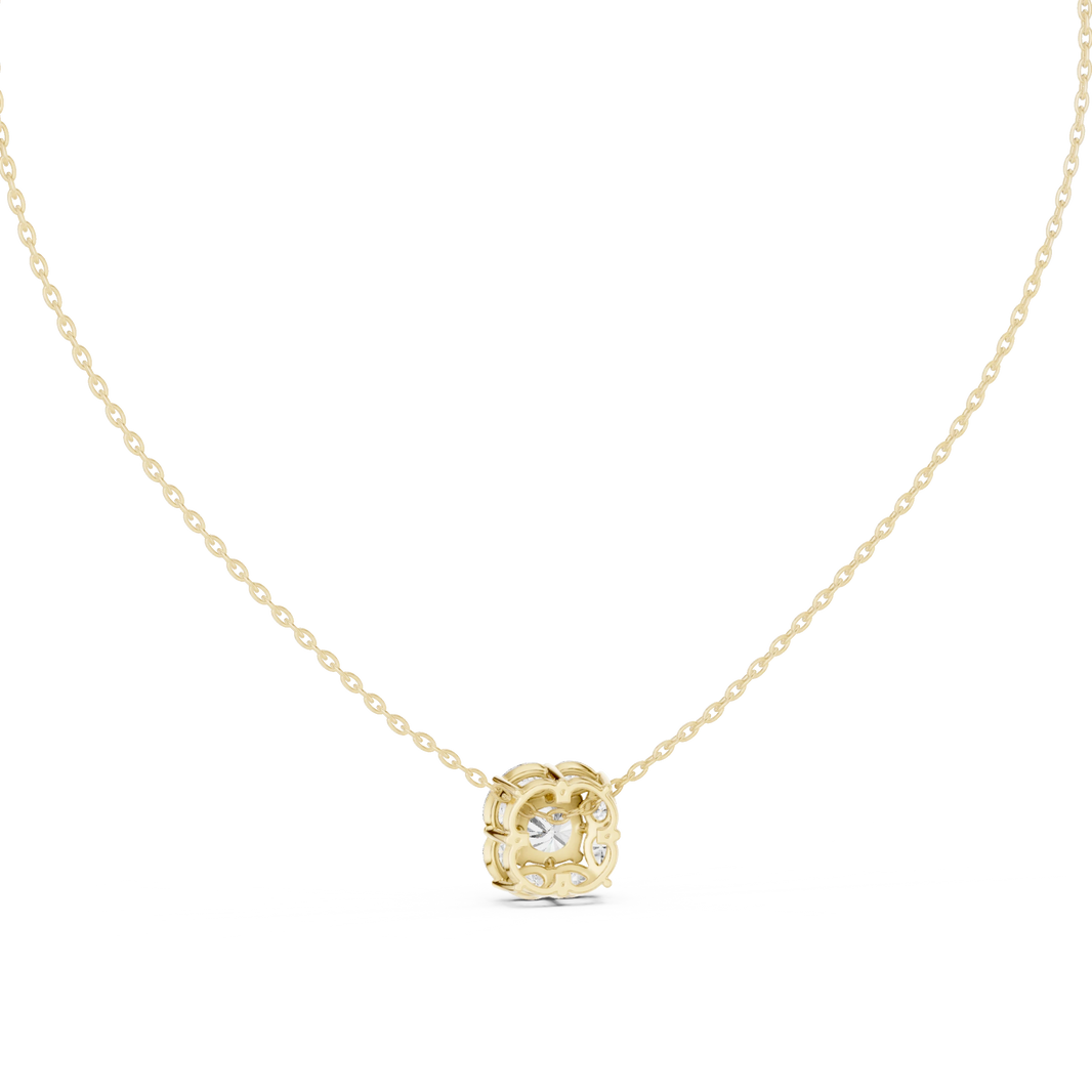 Cushion and Pear Cluster Moissanite Pendant in yellow 925 sterling silver, view 4