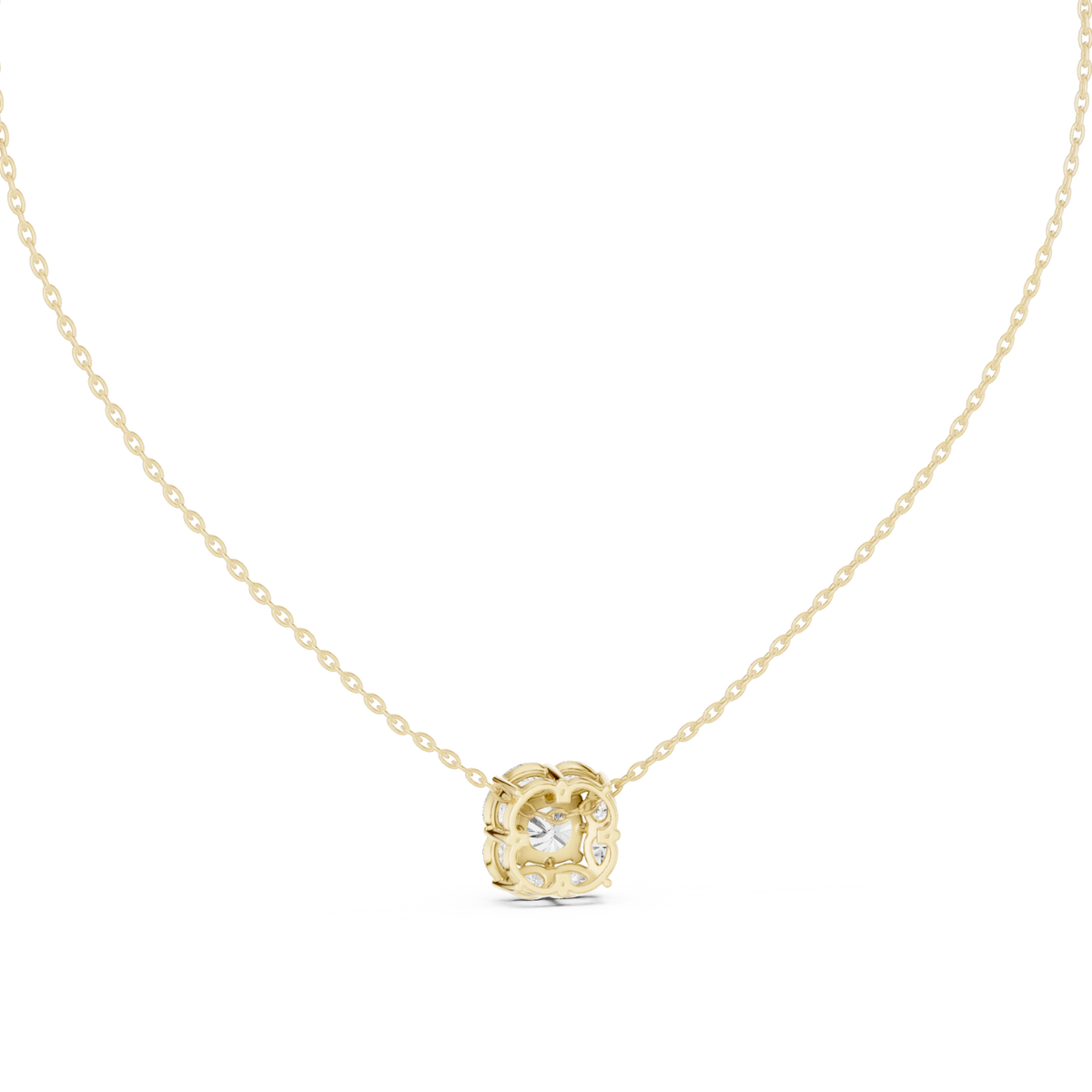 Cushion and Pear Cluster Moissanite Pendant in yellow 925 sterling silver, view 4
