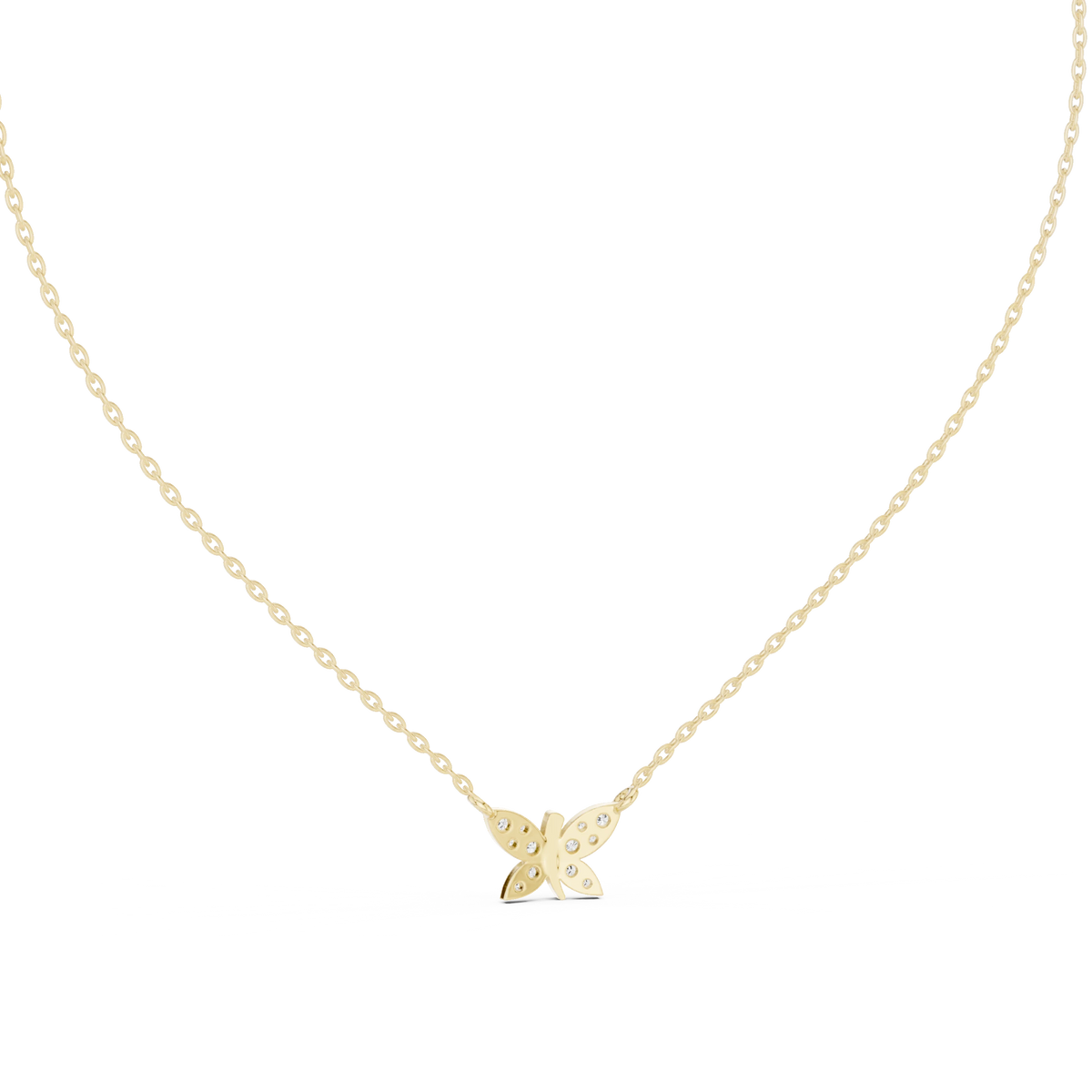Four Wing Butterfly Moissanite Pendant in yellow 925 sterling silver, view 4