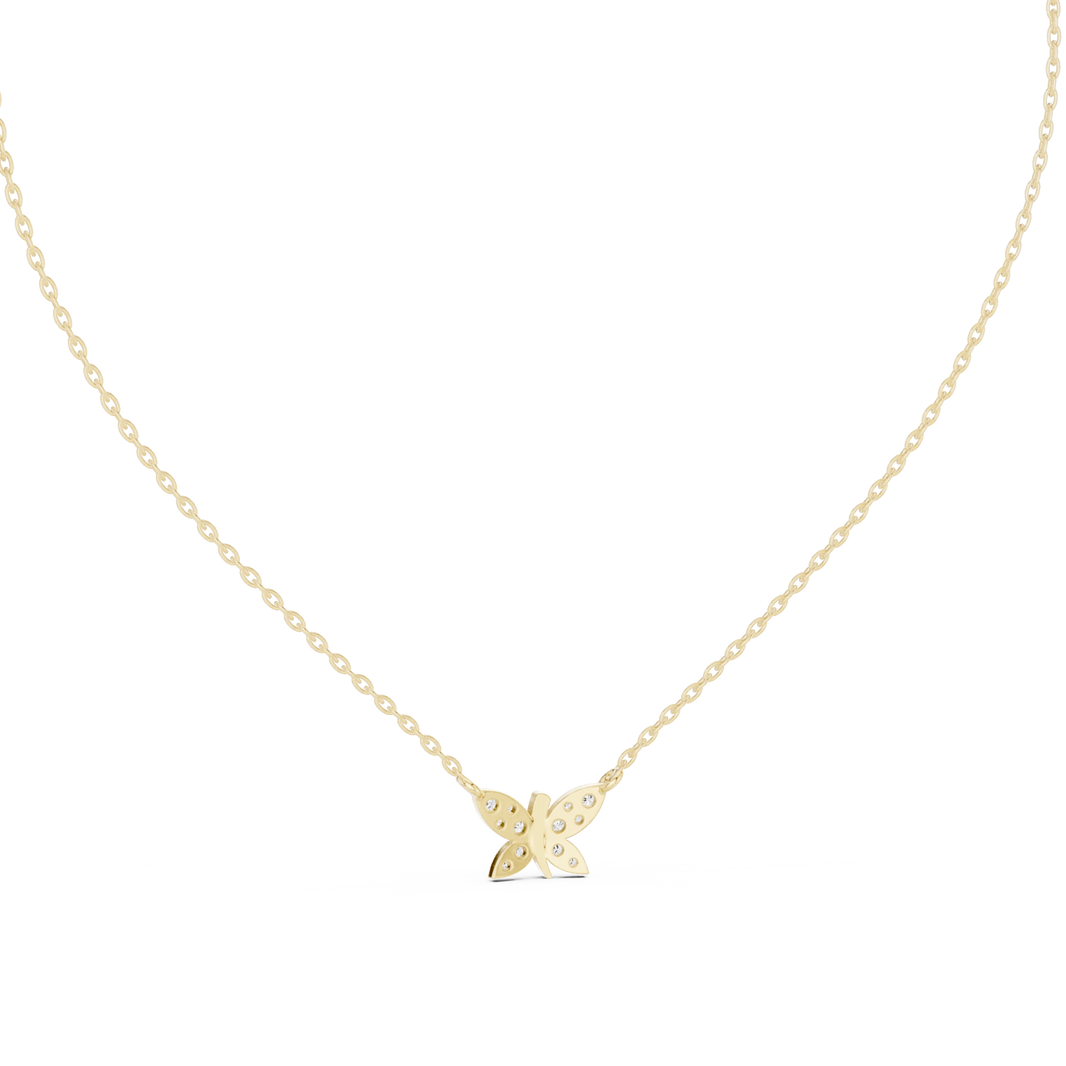 Four Wing Butterfly Moissanite Pendant in yellow 925 sterling silver, view 4