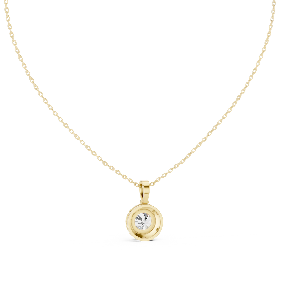 Round Halo Moissanite Pendant in yellow 925 sterling silver, view 4