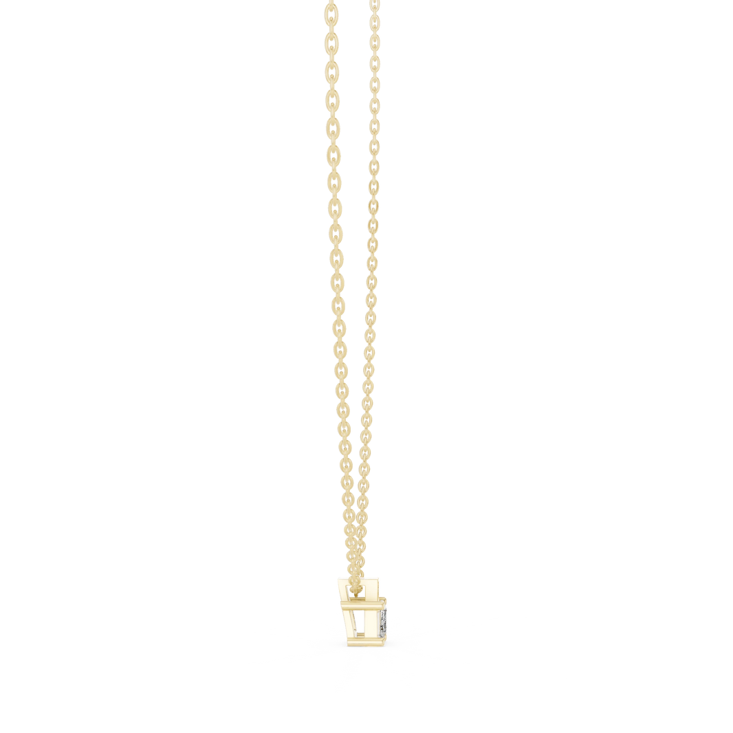 East West Emerald Cut Moissanite Box Bail Pendant in yellow 925 sterling silver, view 3