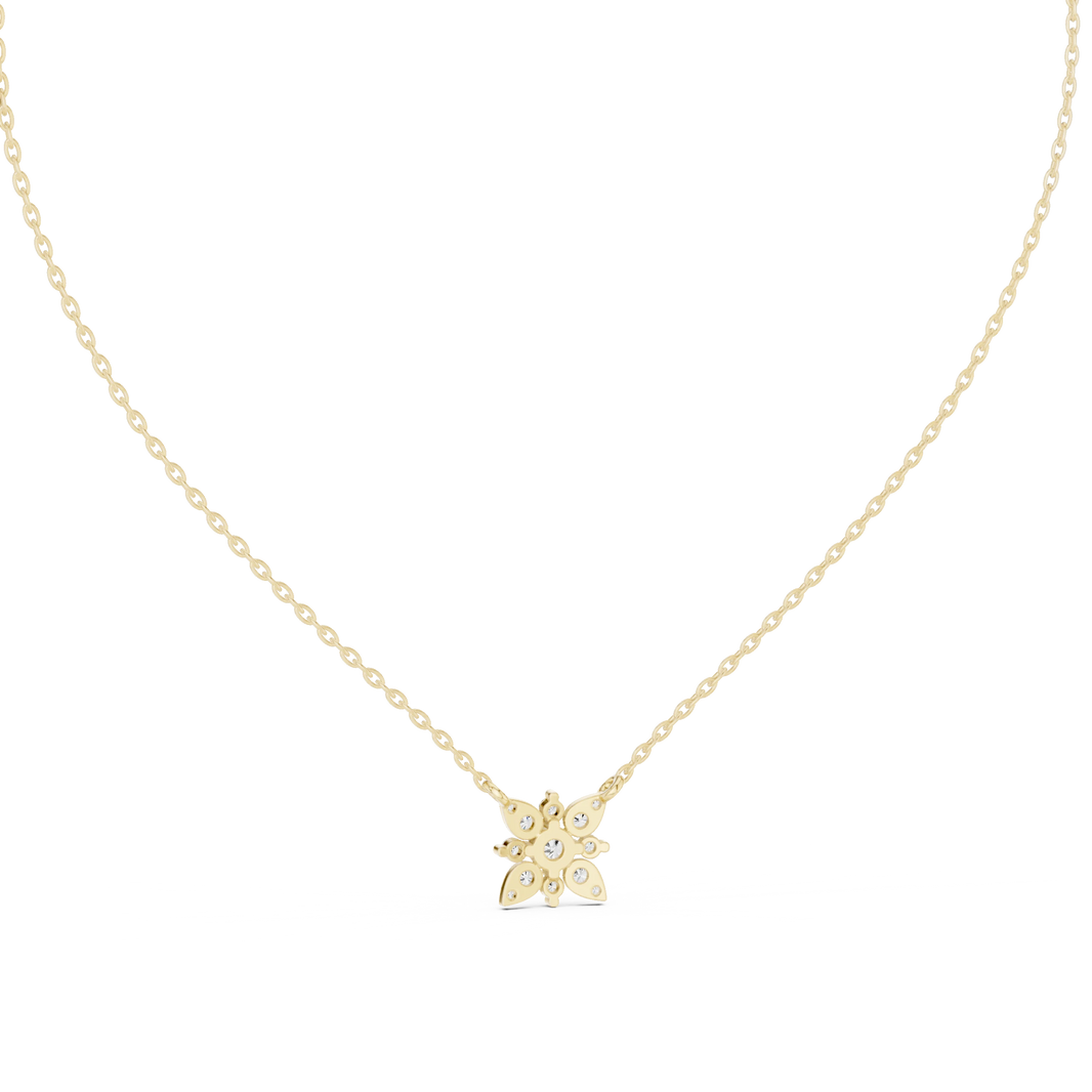Star Flower Cluster Moissanite Station Pendant in yellow 925 sterling silver, view 4