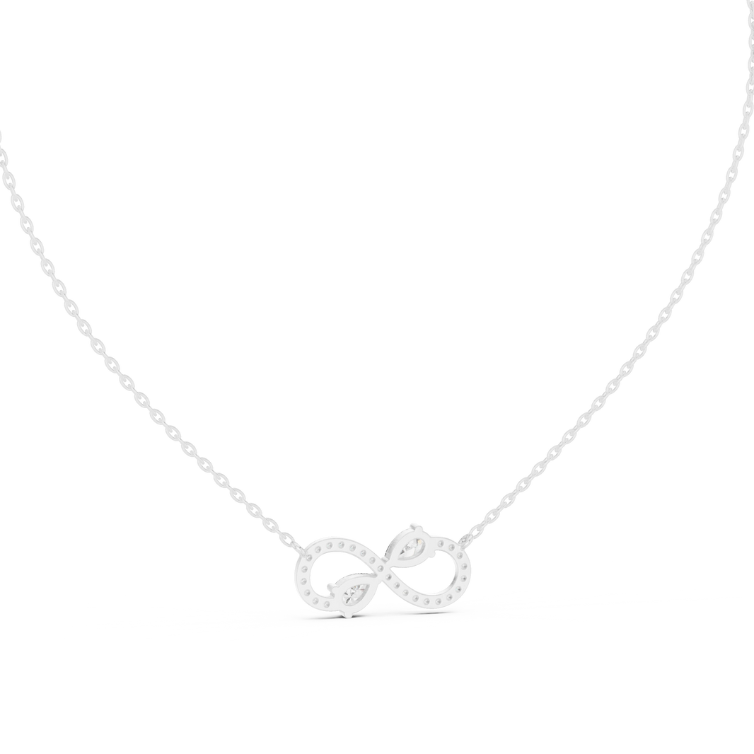 Infinity Pear Moissanite Station Pendant in white 925 sterling silver, view 4