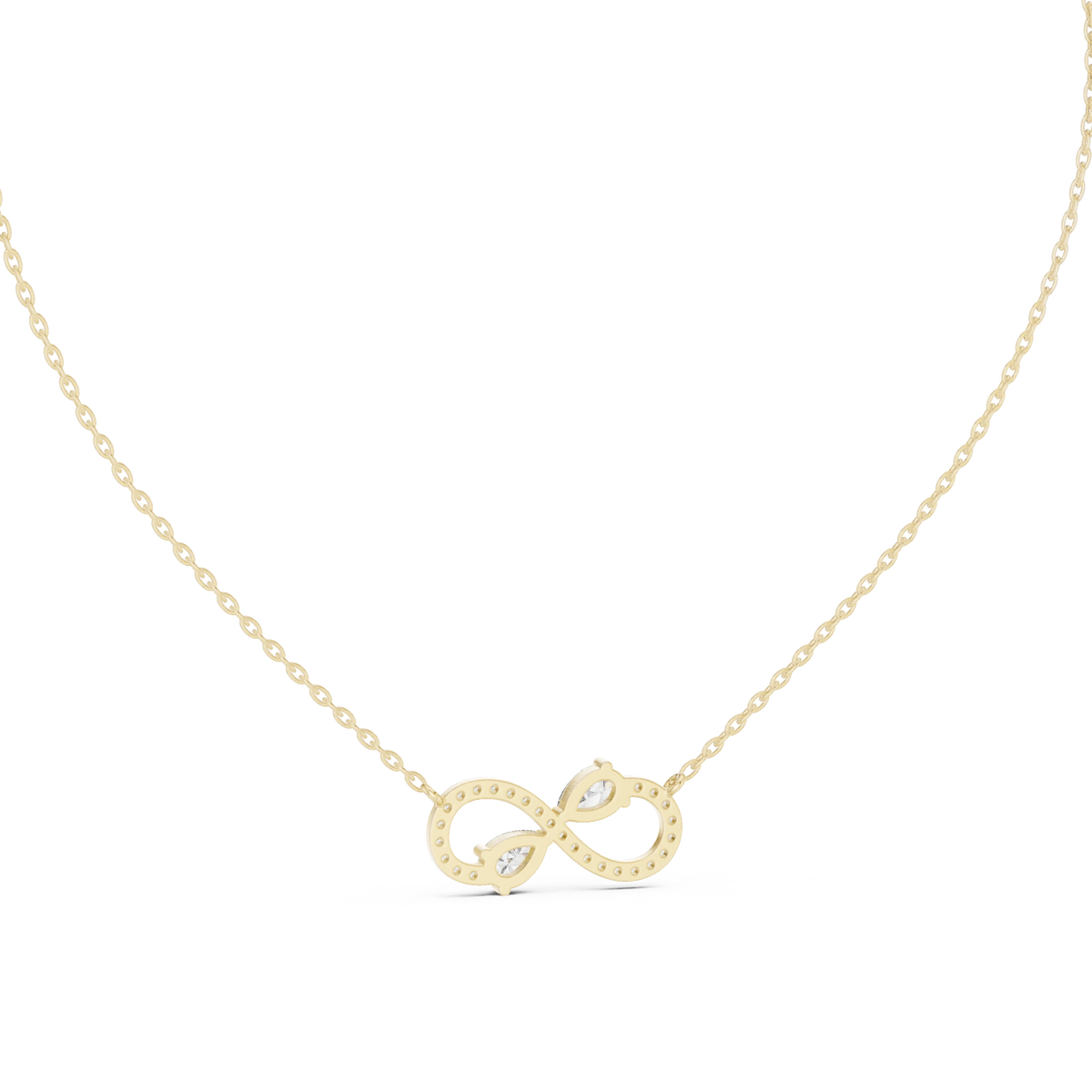 Infinity Pear Moissanite Station Pendant in yellow 925 sterling silver, view 4