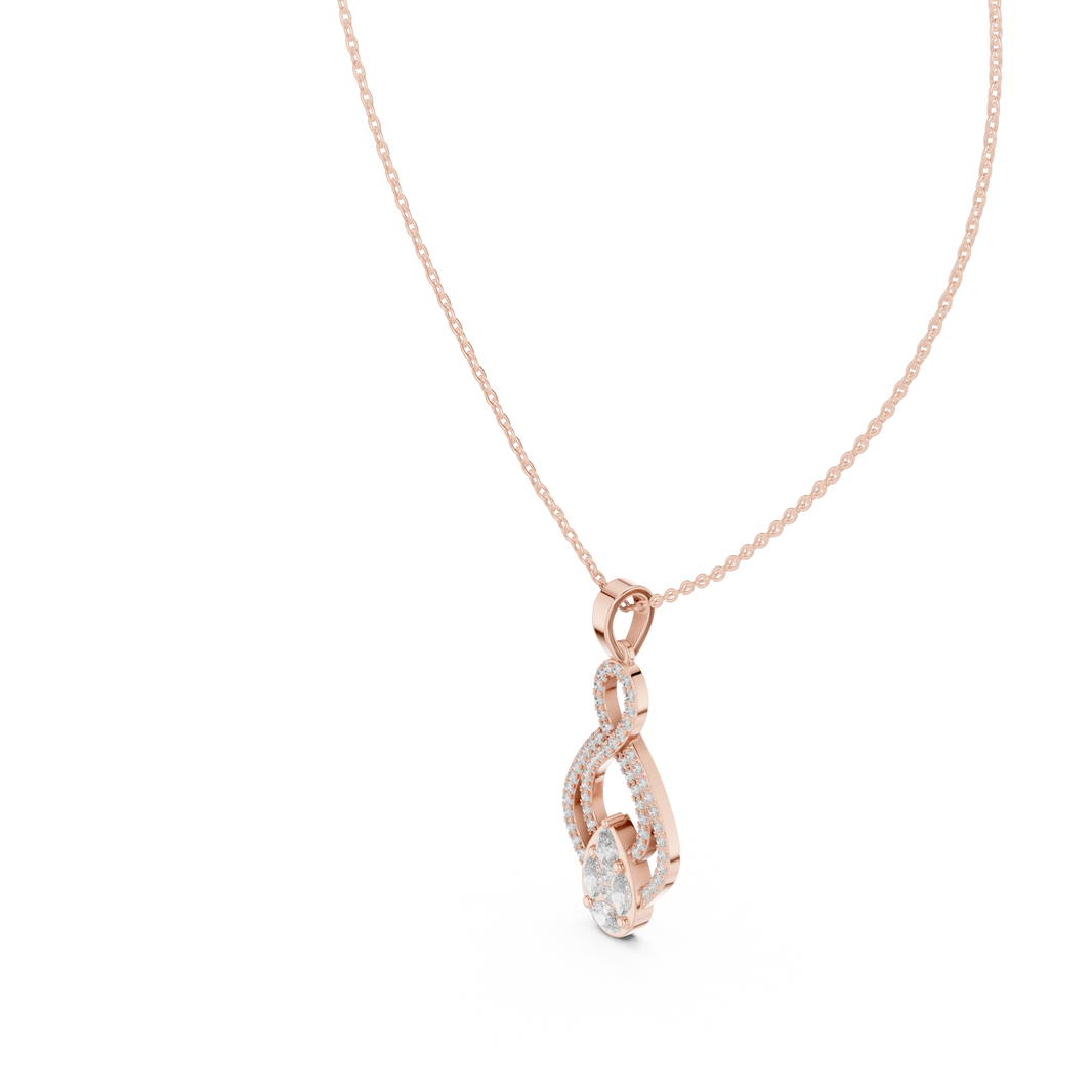 Infinity Loop Cluster Drop Moissanite Pendant in rose 925 sterling silver, view 2