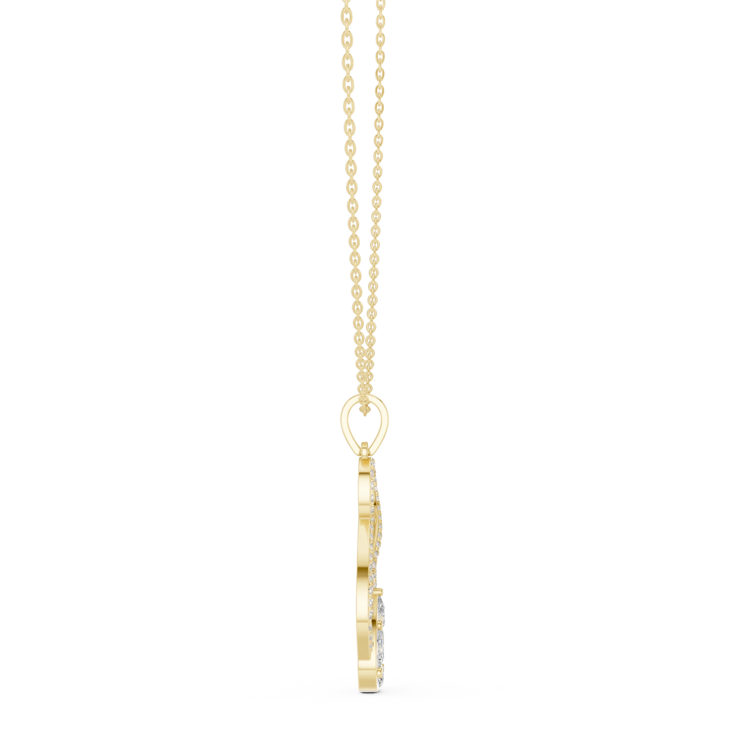 Infinity Loop Cluster Drop Moissanite Pendant in yellow 925 sterling silver, view 3